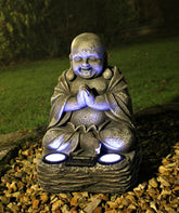 Sitting Stone Effect Solar Buddha 36cm